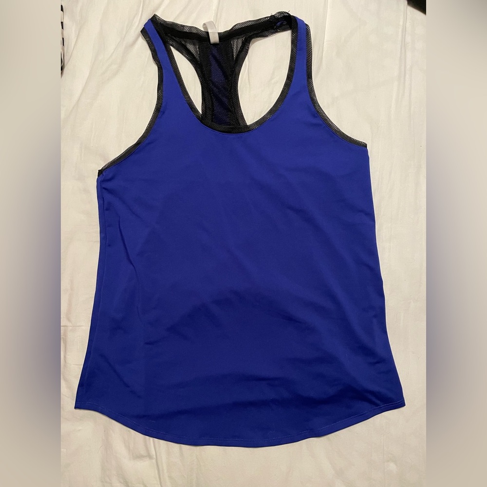 Fabletics royal blue and black mesh racerback tank - Picture 2 of 5